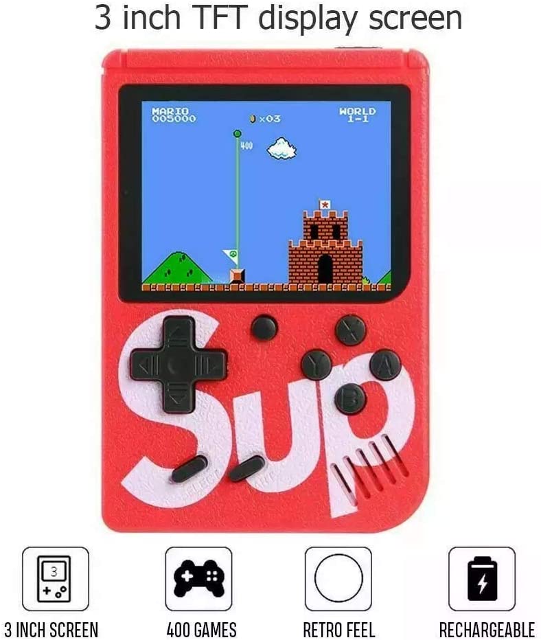 Sup Game Box 400 In 1 Mini Portable Gameboy 3 انچ بڑی اسکرین 400 گیمز بلٹن - گیم باکس منی پورٹیبل کنسول ہینڈ ہیلڈ گیم پی اے ڈی گیم باکس نمبر 59 