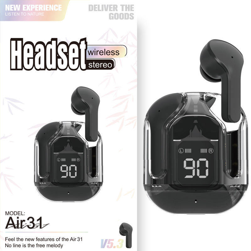 Air 31 Tws Transparent Bluetooth Earbuds 5.3v Black # 5