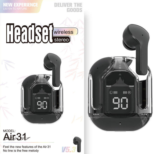 Air 31 Tws شفاف بلوٹوتھ ایئربڈز 5.3v سیاہ #5