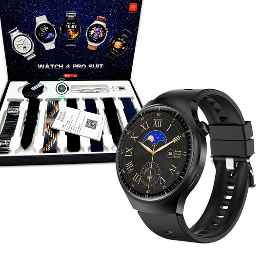 Watch 4 Pro Suit Smart Watch with 7 Straps | 2.3 inch HD Display | Bluetooth Calling | Custom Wallpaper | Wireless Charging | Compatible with All Phones # 67