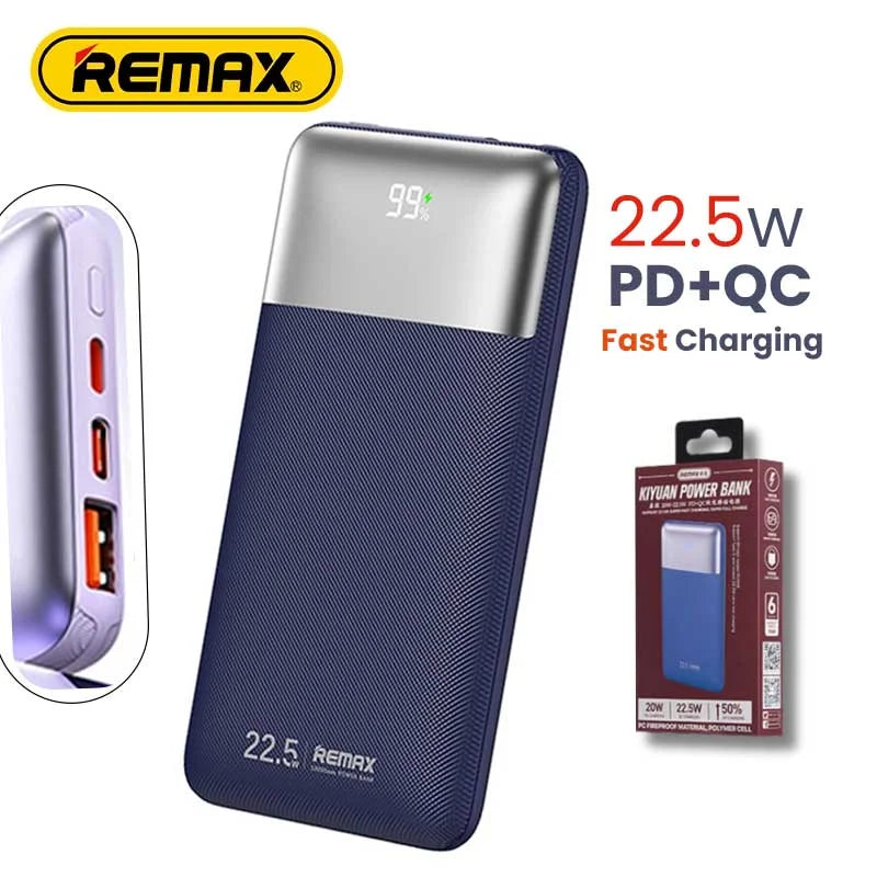 REMAX Kiyuan سیریز 20W+22.5W PD+QC فاسٹ چارجنگ پاور بینک 10000mAh RPP-5 سفید #51