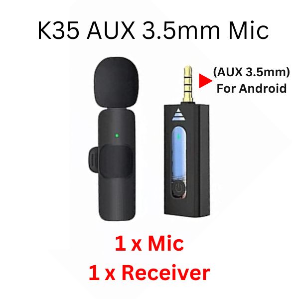 Wireless MIC AUX 3.5mm Mic K35 Wireless Single Microphone For Interview, Vlogging, Podcast # 73