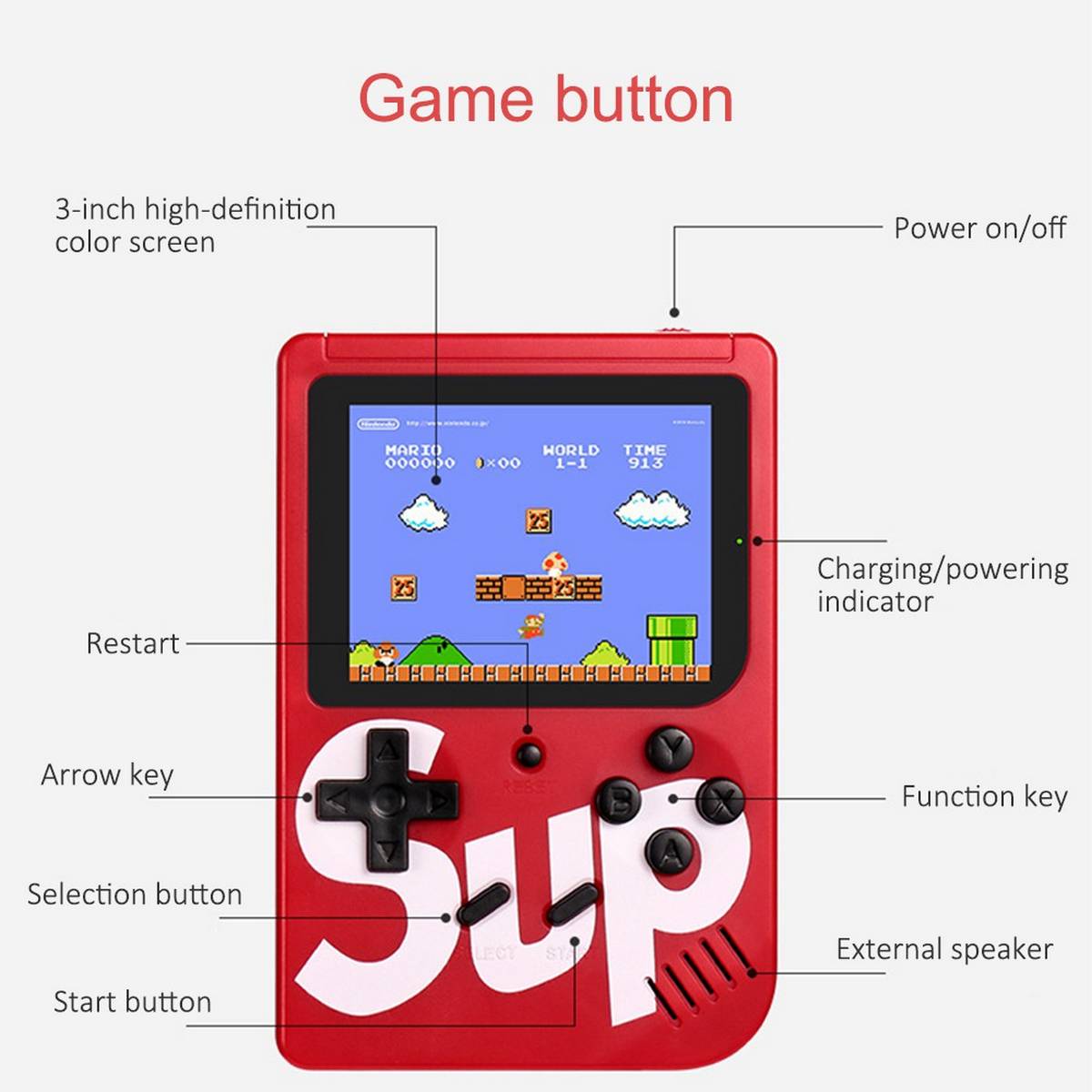 Sup Game Box 400 In 1 Mini Portable Gameboy 3 انچ بڑی اسکرین 400 گیمز بلٹن - گیم باکس منی پورٹیبل کنسول ہینڈ ہیلڈ گیم پی اے ڈی گیم باکس نمبر 59 